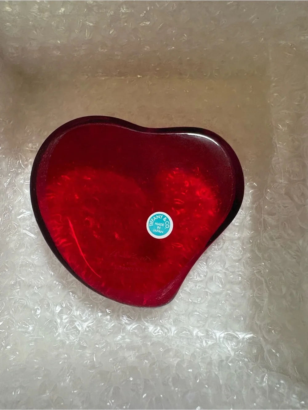 Tiffany & Co. Scarlet Red Crystal Paperweight Designed by Elsa Peretti